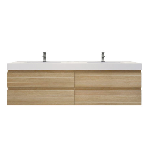 Latitude Run® Carnley 84'' Wall Mounted Double Bathroom Vanity with